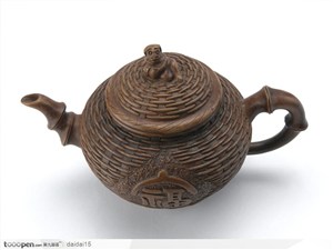 中华传统茶具竹纹紫砂壶