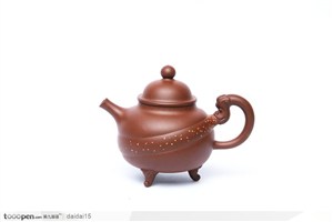 中华传统茶具紫砂壶的侧面