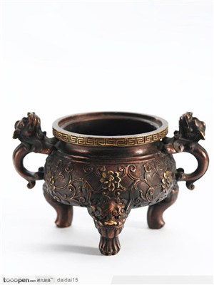 中华传统工艺镀金青铜香炉图片