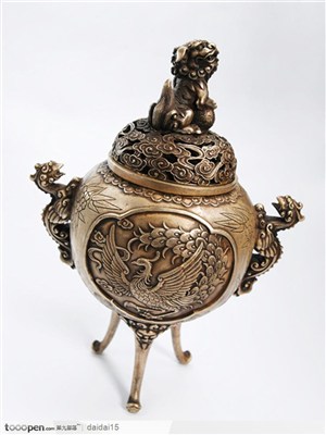 中华传统镀金青铜香炉