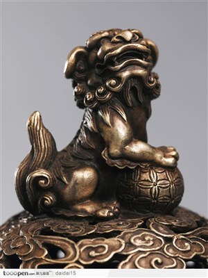 中国古代工艺品-青铜器 狮子特写