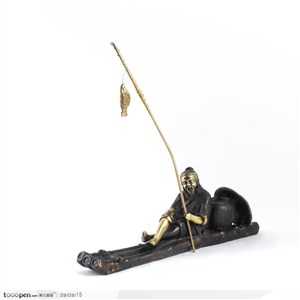 青铜器装饰物-垂钓渔翁2\1侧面