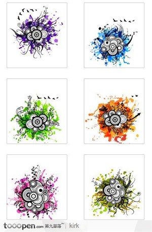 韩国系列墨点圆圈花纹涂鸦设计