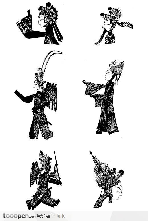 中国传统民间艺术皮影头部