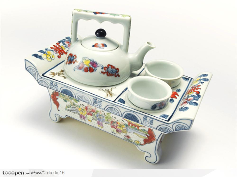中华传统白色瓷质茶具