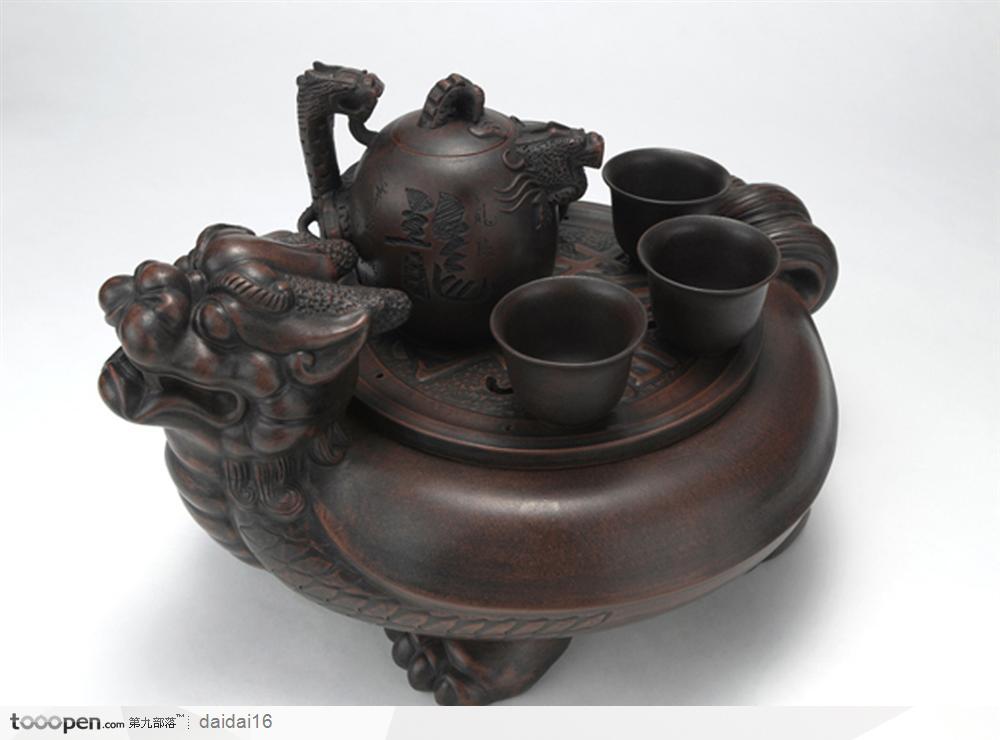 中华传统工艺品-赑屃紫砂壶茶具