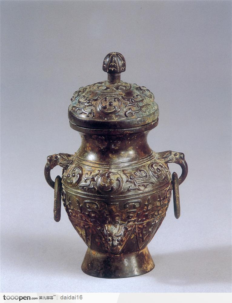 中华传统-褐色的青铜罐子