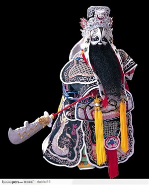 传统文化-拿刀的戏偶武生京剧