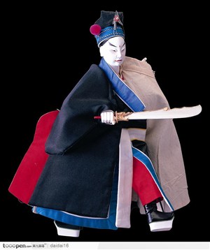 传统文化拿刀的戏偶武生武松京剧