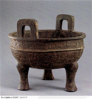 中华传统-褐色的青铜鼎
