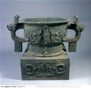 中华传统-青铜器龙形花纹酒器