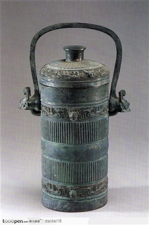 中华传统-圆柱形青铜壶