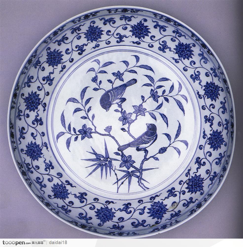 传统瓷器-喜鹊花纹碟子