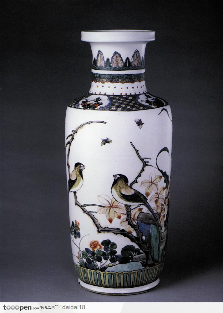 中华传统瓷器-黄鹂花纹花瓶