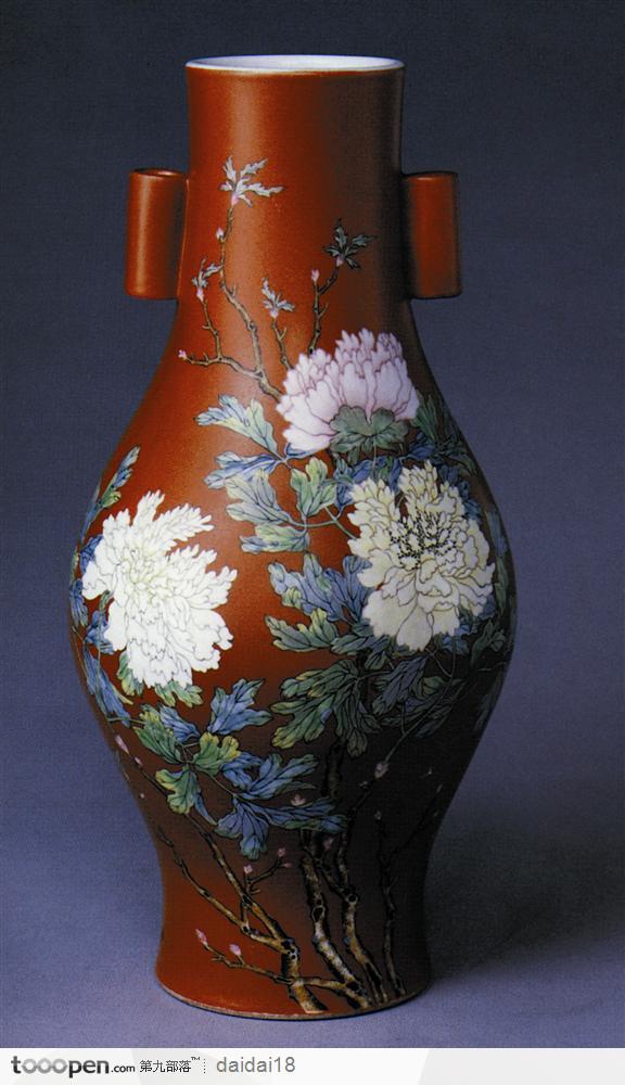 中华传统工艺-黄色的菊花花纹花瓶