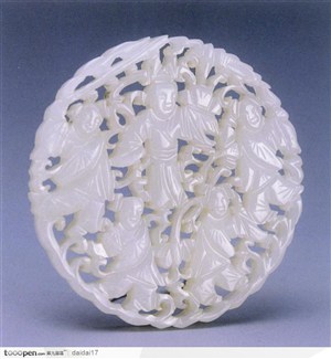 中华传统工艺-白色镂空出游玉器