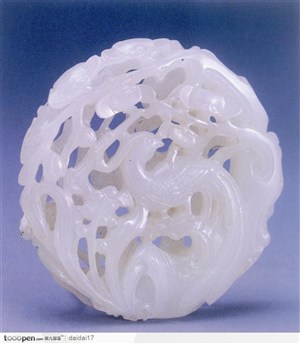 中华传统工艺-白色镂空凤凰玉器