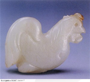中华传统-白色公鸡玉器