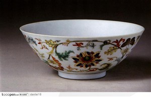 中华传统瓷器-菊花花纹瓷碗