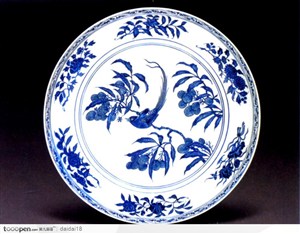 中华传统-翠鸟花纹盘子