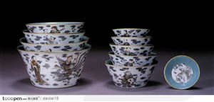 中华传统瓷器-仙人花纹瓷碗