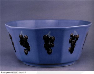 中华传统-多边形的蓝色碗