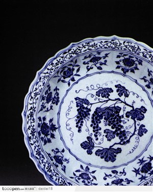 中华传统工艺-葡萄花纹碟子