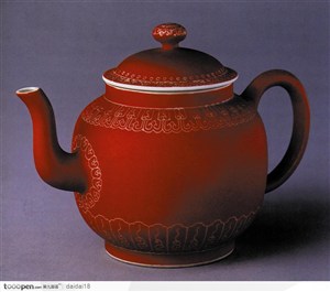 中华传统-红色的茶壶
