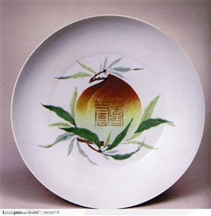 中华传统-蟠桃花纹盘子