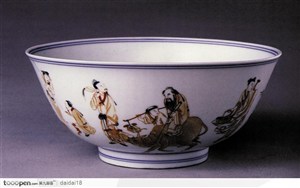 中华传统-生活百态花纹瓷碗