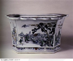中华传统-山水画的瓷罐