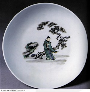 中华传统-松树和人花纹盘子