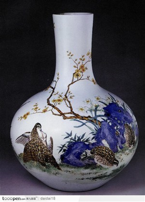 传统瓷器-鸳鸯花纹瓷器