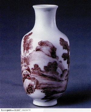 传统工艺-山水画花瓶