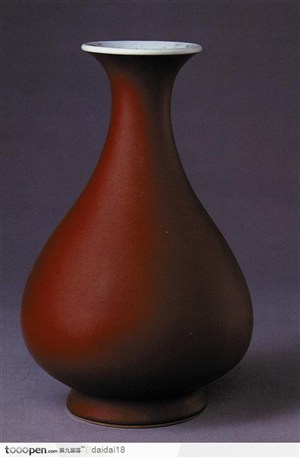 中华传统瓷器-暗红色水滴状花瓶