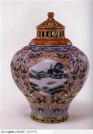 中华传统瓷器-西湖风景花纹瓷器