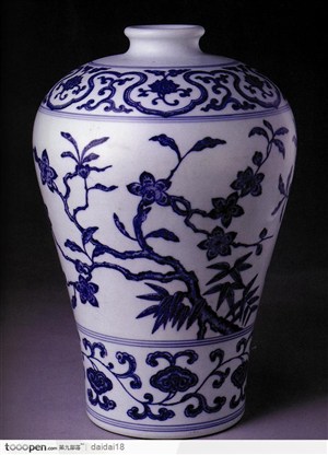 中华传统瓷器-青色梅花青花瓷