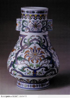 中华传统工艺-彩色花朵花纹瓷器