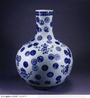 中华传统工艺-圆形花纹青花瓷