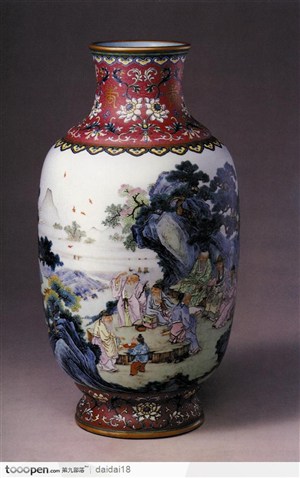 中华传统工艺-休息的人群花纹花瓶
