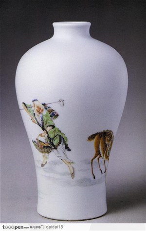 中华传统-年老的农夫花纹花瓶