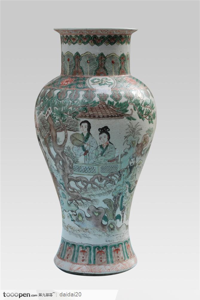 传统工艺-侍女花纹的瓷瓶