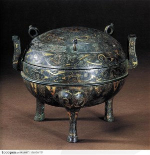传统工艺-镀金的青铜罐