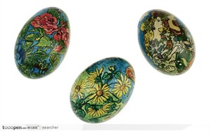 画着花的复活节彩蛋
