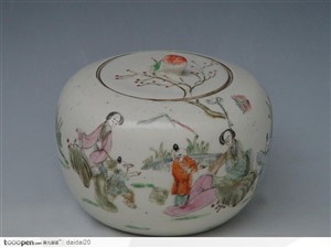 传统瓷器-生活百态花纹瓷罐