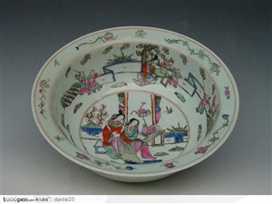 传统工艺-侍女儿童花纹瓷碗