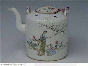 中华传统工艺-妇女儿童花纹茶壶