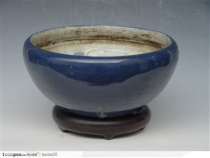 中华传统工艺-蓝色圆形花盆