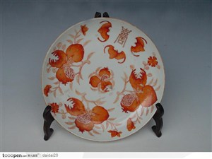 中华传统-石榴花纹的挂盘装饰物