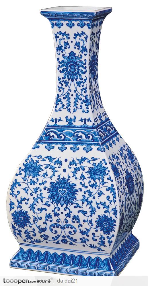 传统工艺-青色花纹的花瓶